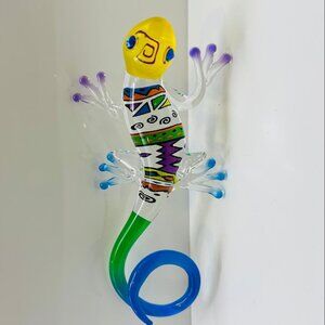 Glass Southwest Gecko Figurine Colorful Lizard Decor